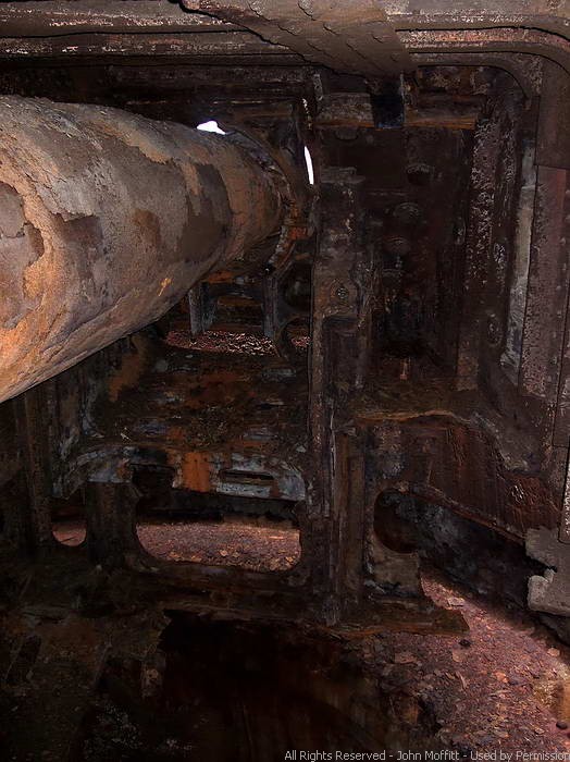 Battery Marshall - The horizontal  starboard side of the giant 14 inch gun barrel.
