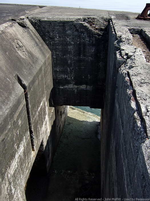 Looking down to the starboard Sally port - At the bottom left the doorway into the interior of the fort can be seen.

